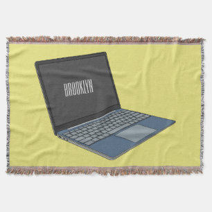 Laptop cartoon illustration throw blanket