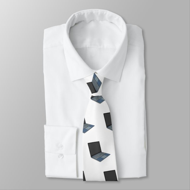 Laptop cartoon illustration  tie (Tied)