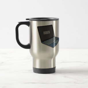 Laptop cartoon illustration travel mug
