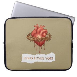 Laptop Case with "Jesus Loves You" Phrase