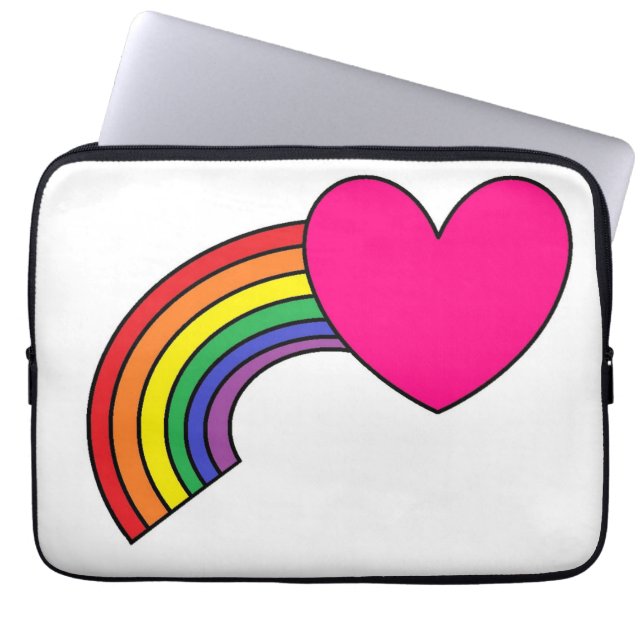 Laptop Case With Pink Heart and Rainbow (Front)