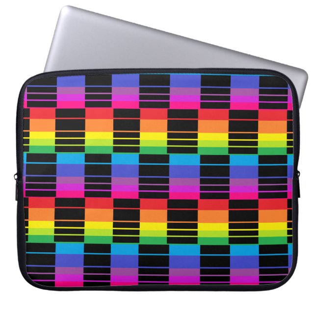 Laptop Case With Rainbow Plaid Pattern (Front)