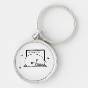 Laptop Cat Bed (Blue Point Siamese) Key Charm Keychain