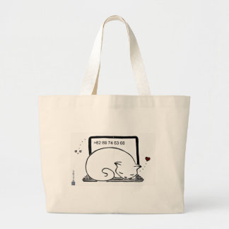 Laptop Cat Bed Large Tote Bag