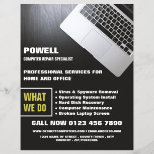 Laptop, Computer Repair Specialist Advertising Flyer