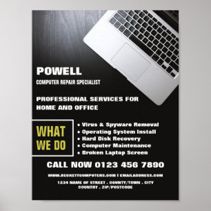 Laptop, Computer Repair Specialist Advertising Poster