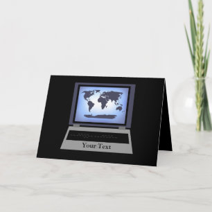 Laptop Computer World Map Greeting Card 2