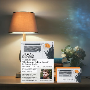 Laptop Display, Writers Book Signing Advertising Flyer