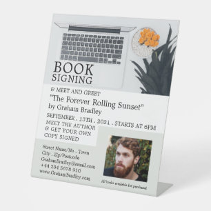 Laptop Display, Writers Book Signing Advertising Pedestal Sign