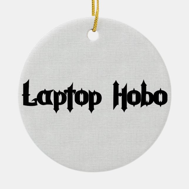 Laptop Hobo Ceramic Ornament (Front)