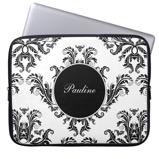 Laptop Monogram Sleeves Floral Motif (Front)