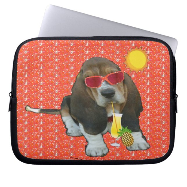 Laptop Sleeve Baby Basset Hound Summer Time (Front)
