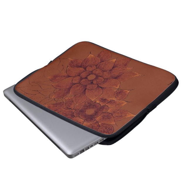 laptop sleeve--Bronze Flowers Sleeve (Front Bottom)