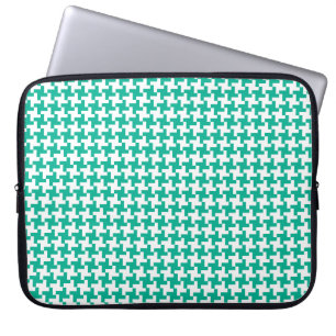 Laptop Sleeve, Emerald Green Dogstooth Check Sleeve