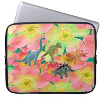 Laptop Sleeve Floral Dinosaur
