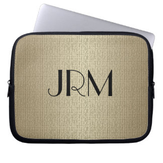 Laptop sleeve – Monogram with Linen Background