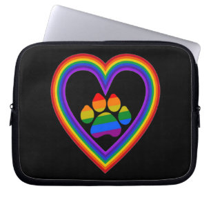 Laptop Sleeve Rainbow Heart With Paw
