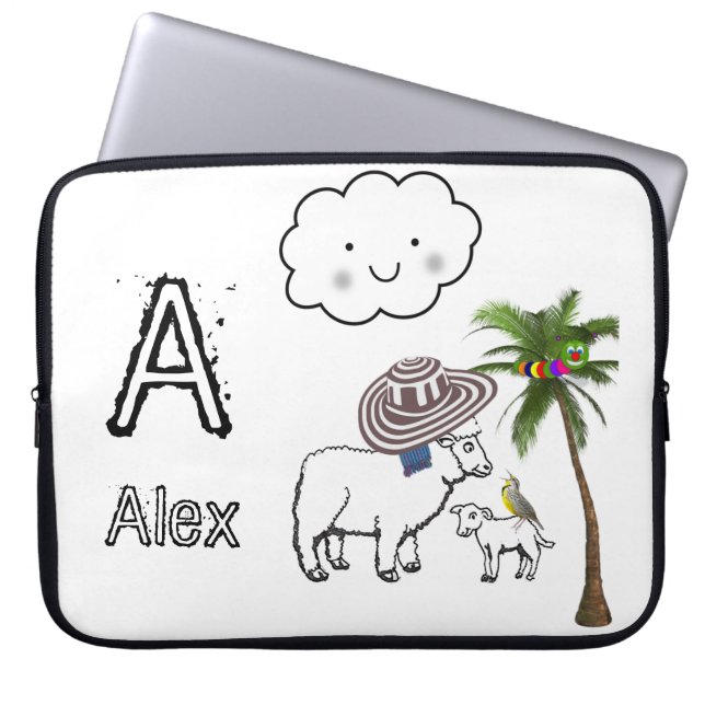 Laptop Sleeve Sheep Clouds Palm Tree (Front)
