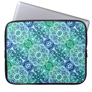 Laptop Sleeve Tribal blue green