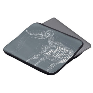 Laptop sleeve with elephant skeleton design