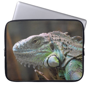 Laptop Sleeve with head of colourful Iguana lizard