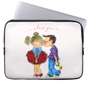 Laptop Sleeve with Romantic Couple - I Love You