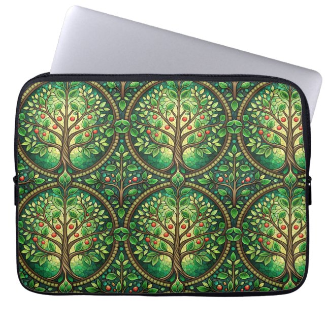 Laptop sleeve with vibrant tree of life pattern (Front)
