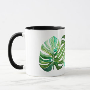 L'aquarelle de trio de Monstera laisse la tasse