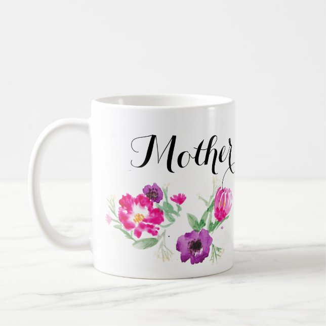 L'aquarelle du jour de mère fleurit la tasse (Gauche)