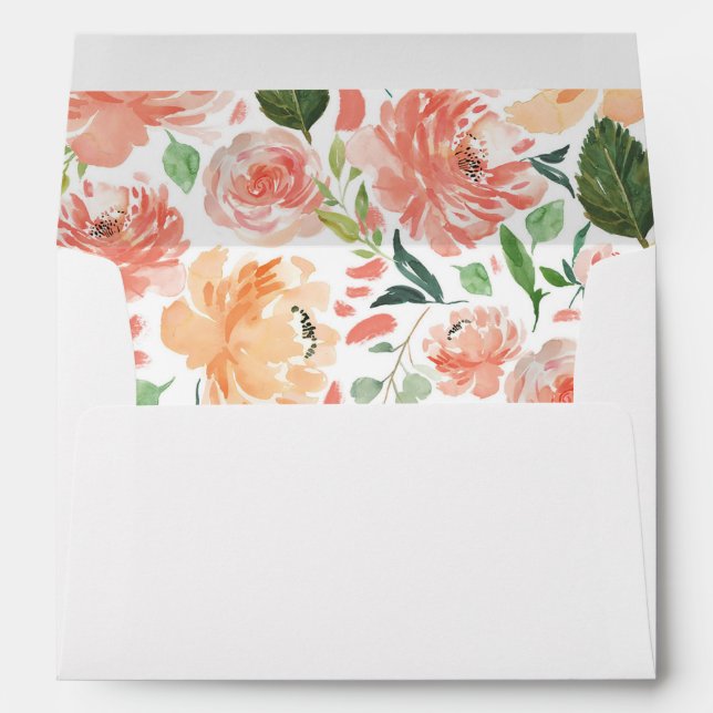 l'aquarelle florale crème de pêche enveloppe la (Dos (Bas))