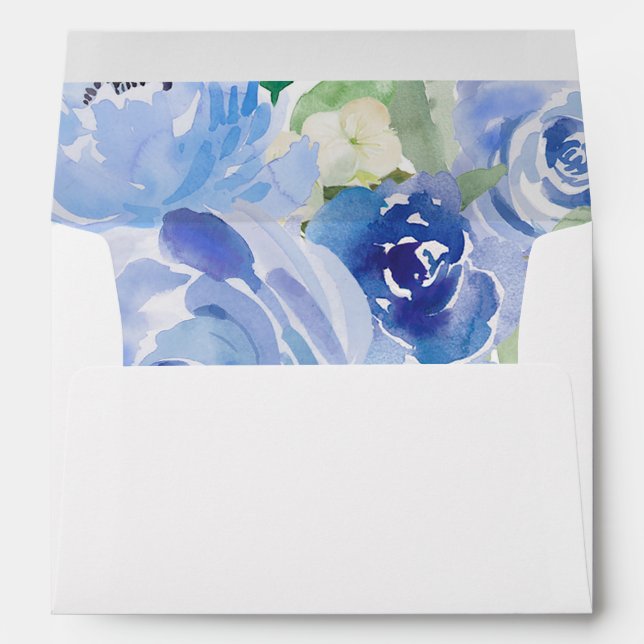 l'aquarelle florale de bleu marine enveloppe la (Dos (Bas))