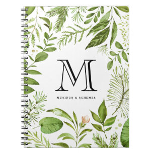 L'aquarelle laisse le carnet floral de monogramme
