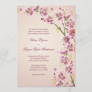 L'aquarelle pourpre lilas fleurit le faire-part de