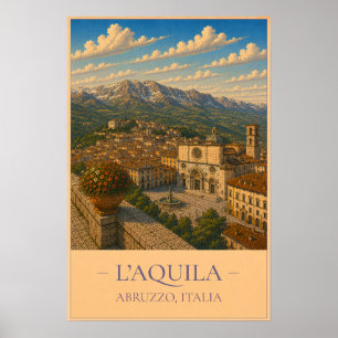 L'Aquila, Italy – Vintage Travel Poster