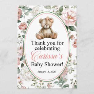 LAQUITA teddy bear Baby Shower sign for Carissa Invitation