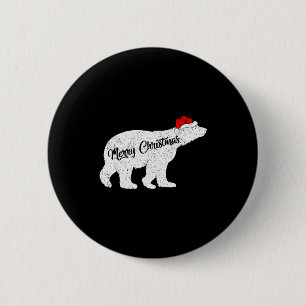 Lar Bear Animal Lover Xmas Santa Hat Lar Bear Chri 2 Inch Round Button