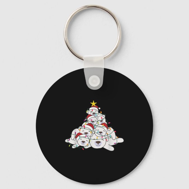 Lar Bear Christmas Tree Funny Animal Christmas Lar Keychain (Front)