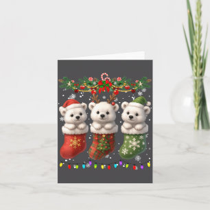 Lar Bear In Christmas Socks Lights Lar Bear Xmas Card