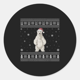 Lar Bear Lovers Men Women Santa Ugly Xmas Sweater  Classic Round Sticker