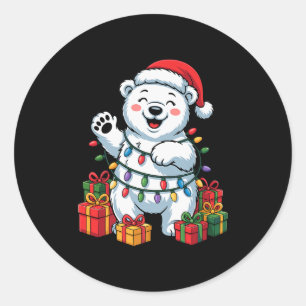Lar Bear Santa Hat Animals Lovers Ugly Christmas P Classic Round Sticker