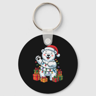 Lar Bear Santa Hat Animals Lovers Ugly Christmas P Keychain
