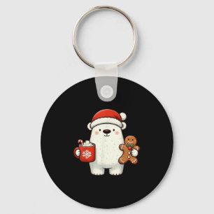 Lar Bear Santa Hat Christmas Holiday Xmas Coffee C Keychain