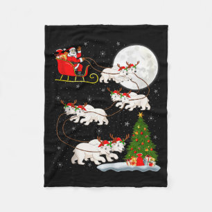 Lar Bear Santa Sleigh Flying Funny Magical Christm Fleece Blanket