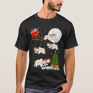 Lar Bear Santa Sleigh Flying Funny Magical Christm T-Shirt