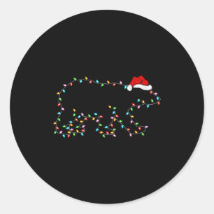 Lar Bear Xmas Lighting Santa Hat Lar Bear Christma Classic Round Sticker
