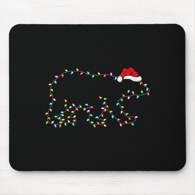 Lar Bear Xmas Lighting Santa Hat Lar Bear Christma Mouse Pad (Front)