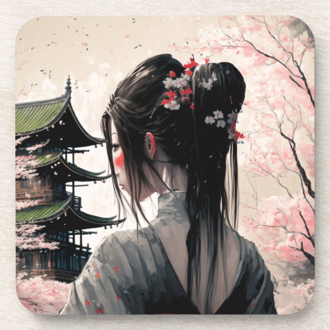 Lara Japan - Harte Plastikuntersetzer Coaster (Front)