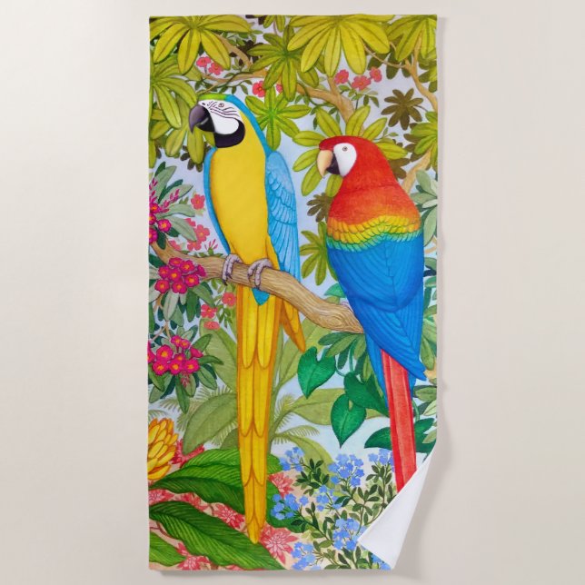 L'ara Parrots la serviette de plage tropicale (Devant)