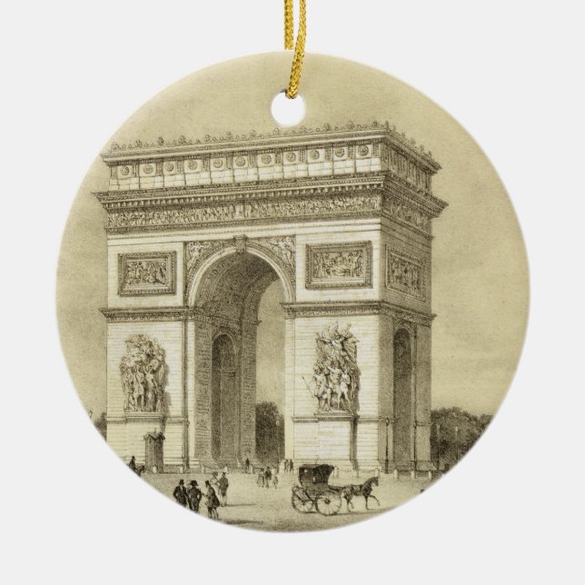 L'Arc de Triomphe, Paris, engraved by Auguste Bry Ceramic Ornament (Front)