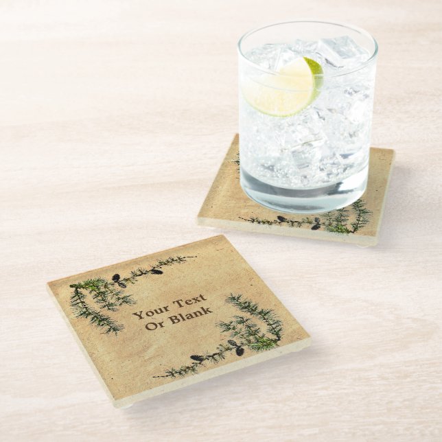 Larch Branches Glass Coaster (Angled)